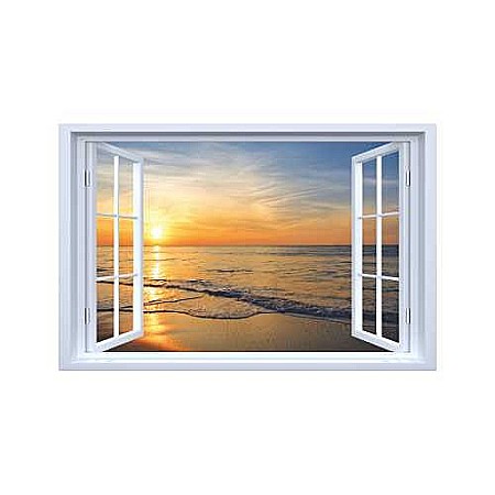 Sticker decorativ fereastra fantezie 3D sunset-sea [0]