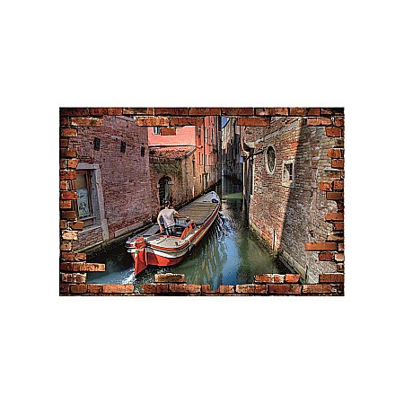Stickere perete 3d - Sticker perete 3D canal Venetia gondola