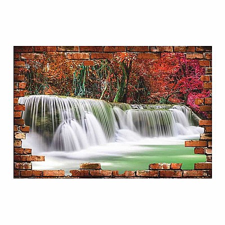 Stickere perete 3d - Sticker perete 3D cascada in mijlocul padurii