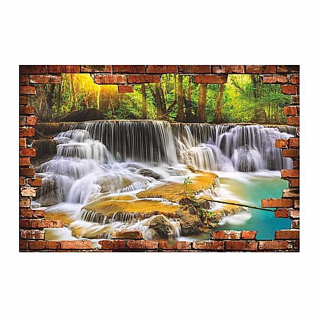 Stickere perete 3d - Sticker perete 3D cascada in padure tropicala