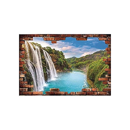 Stickere perete 3d - Sticker perete 3D munte cascada lac