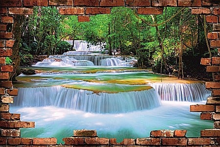 Sticker perete 3D padure cascada [1]
