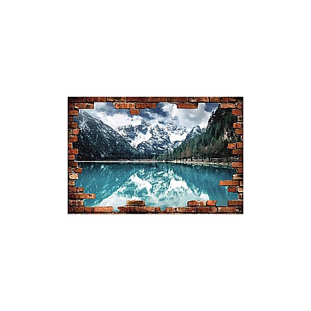 Stickere perete 3d - Sticker perete 3D reflexie munte lac