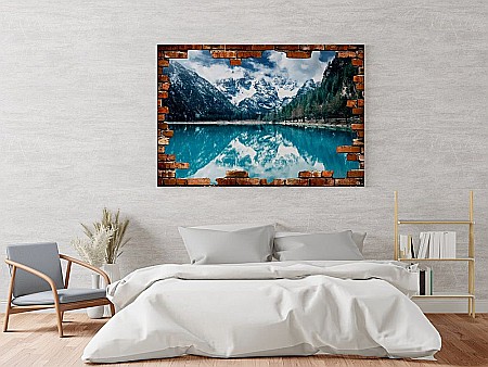Sticker perete 3D reflexie munte lac [2]
