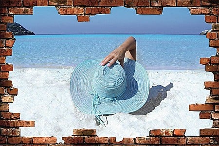 Sticker perete 3D vedere la mare plaja [1]