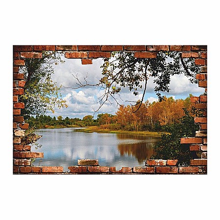 Stickere perete 3d - Sticker perete 3D vedere lac padure