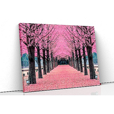 Tablouri canvas peisaje - Tablou canvas alee pomi cu flori roz