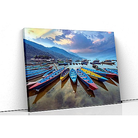Tablouri canvas peisaje - Tablou canvas boats on the lake