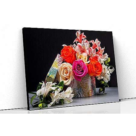Tablouri canvas florale - Tablou canvas buchet cadou trandafiri si crini