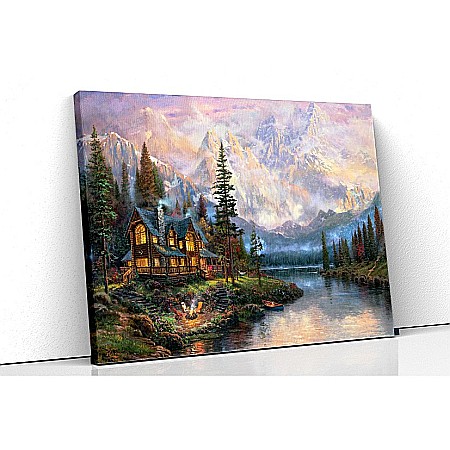 Tablouri canvas picturi - Tablou canvas cabana langa rau