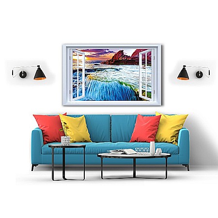 Tablou canvas fereastra apus mare [1]