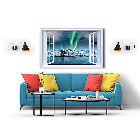 Tablou canvas fereastra aurora boreala [1]