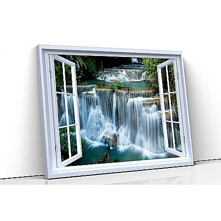 Tablou canvas fereastra - Tablou canvas fereastra cascada jungla tropicala