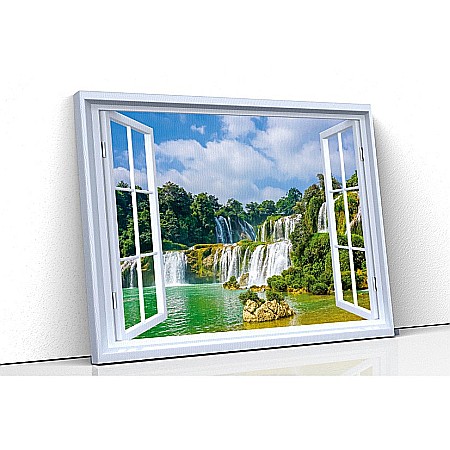 Tablou canvas fereastra - Tablou canvas fereastra cascada naturala