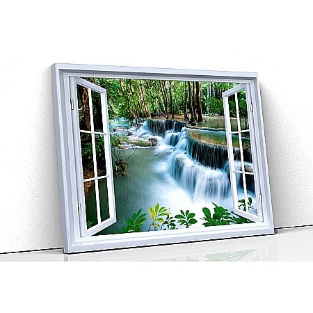 Tablou canvas fereastra - Tablou canvas fereastra cascada, provincia kanchanaburi, thailana