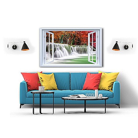 Tablou canvas fereastra cascada toamna [1]