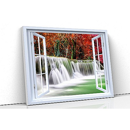 Tablou canvas fereastra - Tablou canvas fereastra cascada toamna