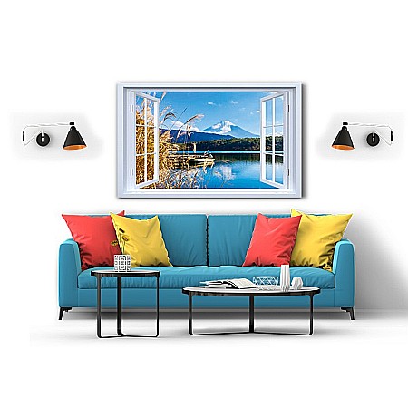 Tablou canvas fereastra lac la muntele Fuji [1]