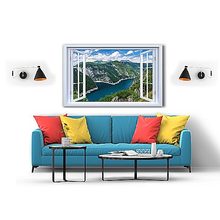 Tablou canvas fereastra lac montan [1]