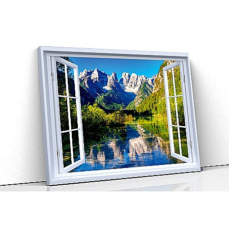 Tablou canvas fereastra - Tablou canvas fereastra muntii Dolomiti, Tirol Italia