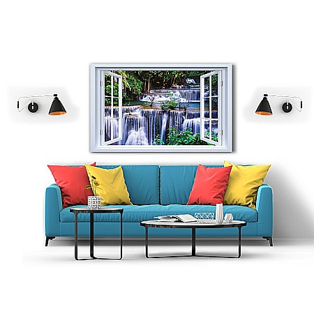 Tablou canvas fereastra padure tropicala [1]