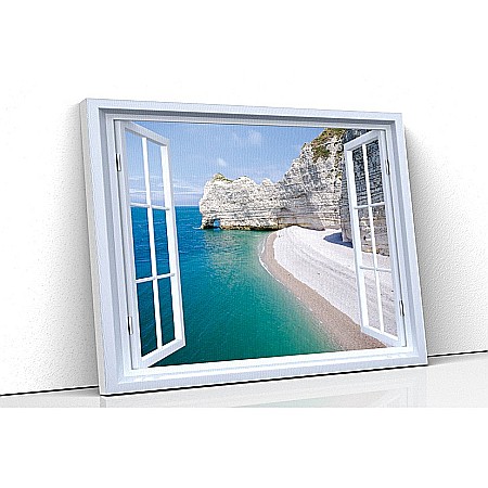 Tablou canvas fereastra - Tablou canvas fereastra plaja grecia