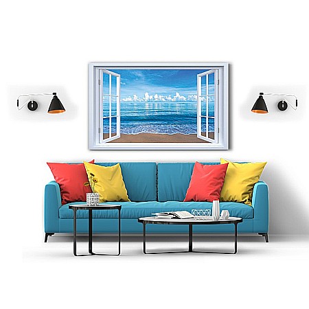 Tablou canvas fereastra plaja la ocean [1]