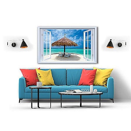 Tablou canvas fereastra plaja maldive [1]