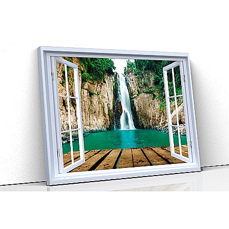 Tablou canvas fereastra - Tablou canvas fereastra ponton cascada