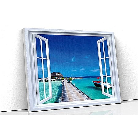 Tablou canvas fereastra - Tablou canvas fereastra ponton maldive