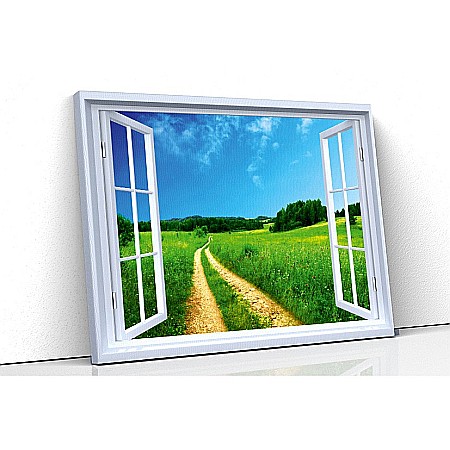 Tablou canvas fereastra poteca campie [0]