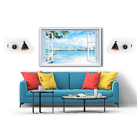 Tablou canvas fereastra resort tropic Maldive [1]