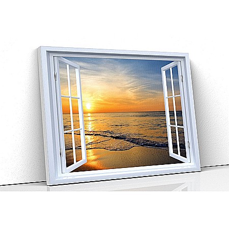 Tablou canvas fereastra - Tablou canvas fereastra sunset sea