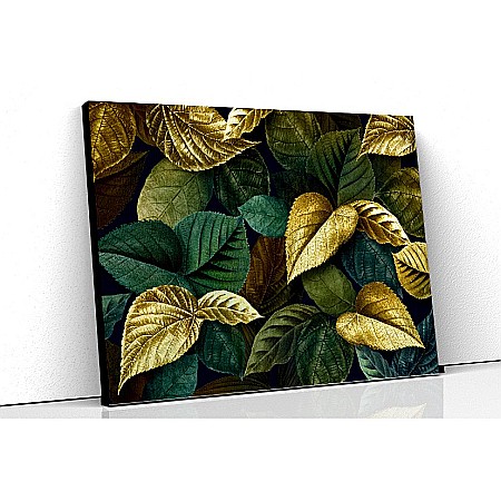 Tablouri canvas florale - Tablou canvas frunze metalic gold