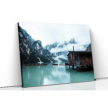 Tablouri canvas peisaje - Tablou canvas micuta casa de pe lac