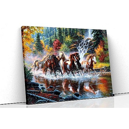 Tablouri canvas cu animale - Tablou canvas  mustangi in padure
