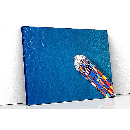 Tablouri canvas peisaje - Tablou canvas nava cargo pe ocean albastru