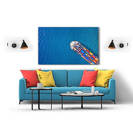 Tablou canvas nava cargo pe ocean albastru [1]