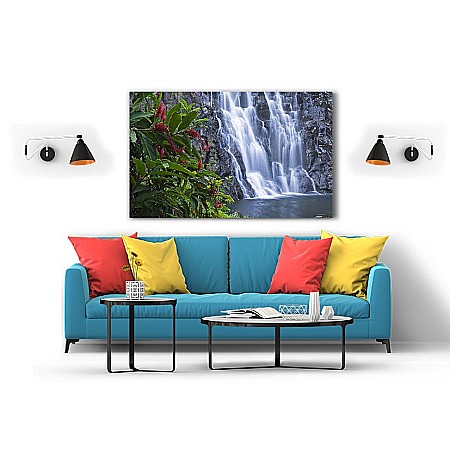 Tablou canvas perete de flori langa cascada [1]