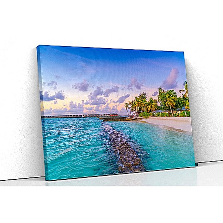 Tablouri canvas peisaje - Tablou canvas plaja cu palmieri