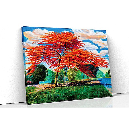 Tablouri canvas peisaje - Tablou canvas red orange tree