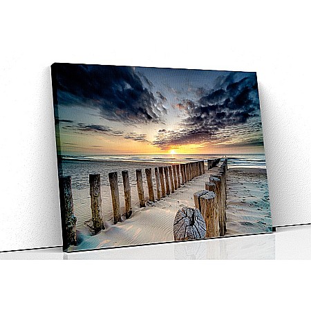 Tablouri canvas peisaje - Tablou canvas sunset old beach ponton
