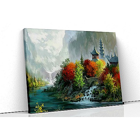 Tablouri canvas asia - Tablou canvas templu chinezesc in munti
