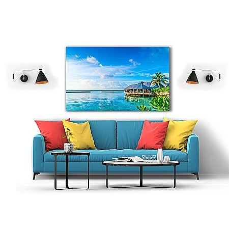 Tablou canvas vedere bungalou la ocean [1]