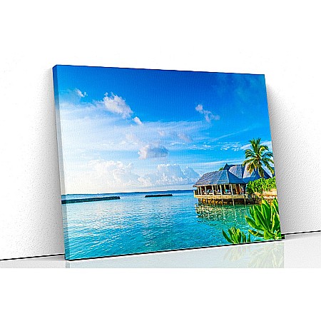 Tablouri canvas peisaje - Tablou canvas vedere bungalou la ocean