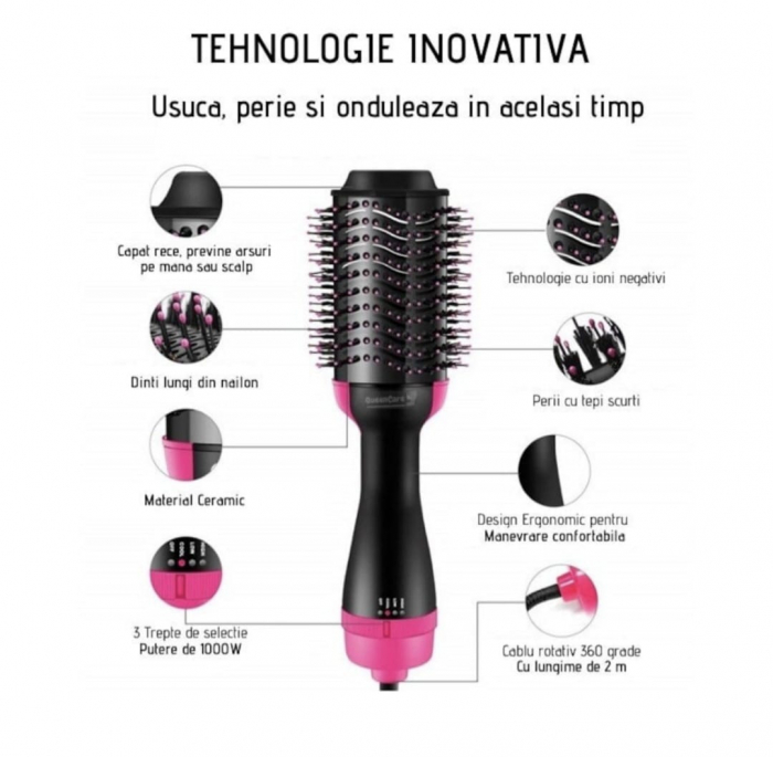 3in1 Perie electrica Fixa cu aer cald , One Step 3 in 1 [5]