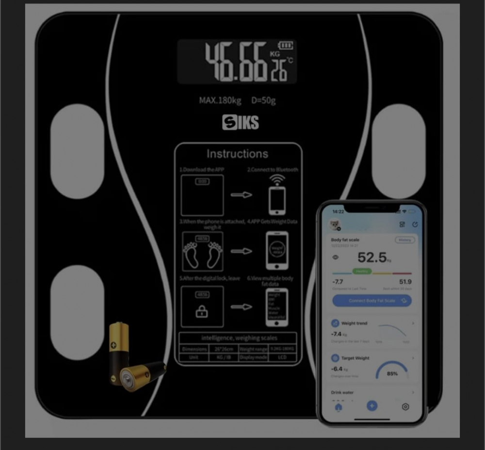 Cantar Inteligent de Diagnostic Corporal din Sticla Securizata 4mm cu Banda de Masurat 150cm, 180kg, LCD, Bluetooth [4]