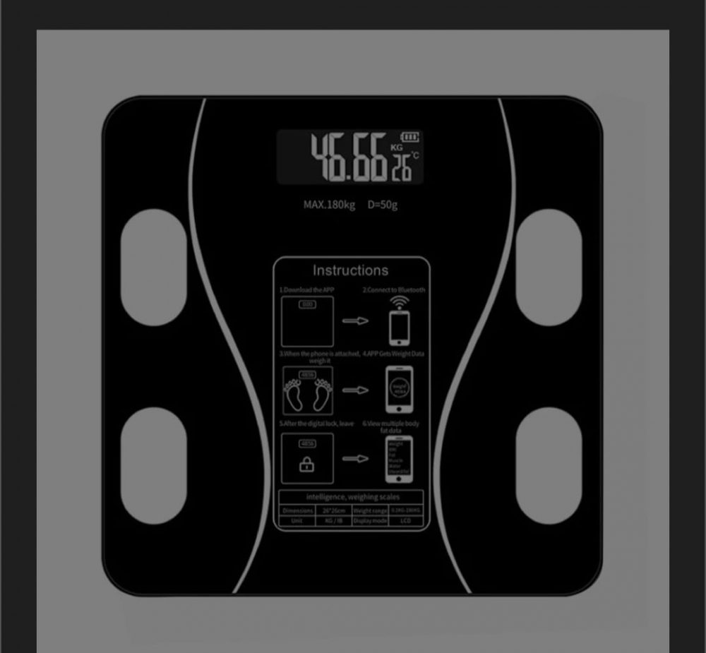 Cantar Inteligent de Diagnostic Corporal din Sticla Securizata 4mm cu Banda de Masurat 150cm, 180kg, LCD, Bluetooth [3]