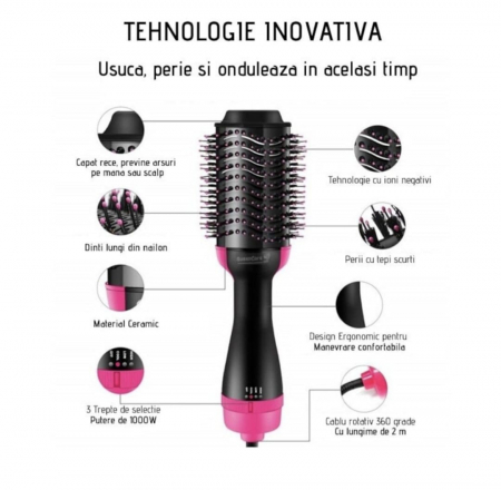 3in1 Perie electrica Fixa cu aer cald , One Step 3 in 1 [4]