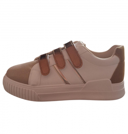 Pantofi sport dama albi cu bej inchis din piele ecologica Oakley, marimea 40 [1]